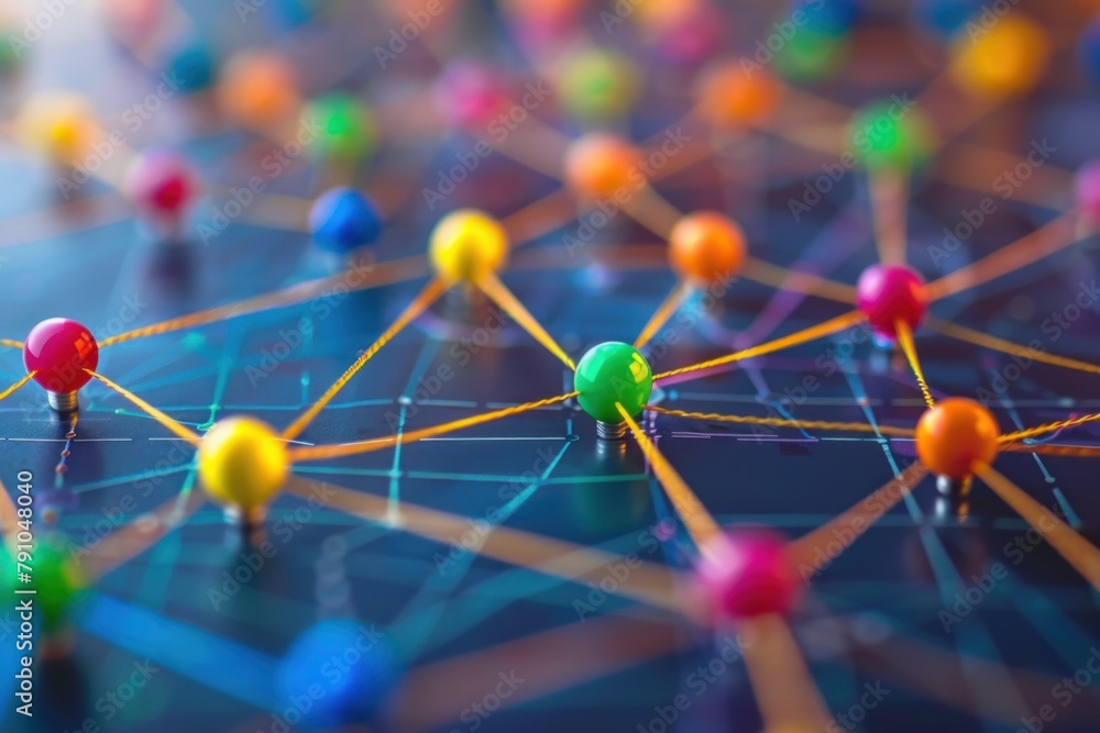 Poster a network of interconnected lines symbolizing effective communication in business