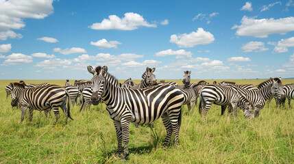 Fototapeta premium zebras in the savannah