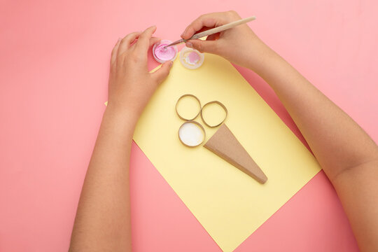 easy fun project for young kids, abstract ice cream painting, summer