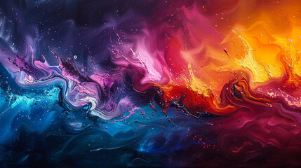 abstract fluid painting with bright and unique colors - obrazy, fototapety, plakaty