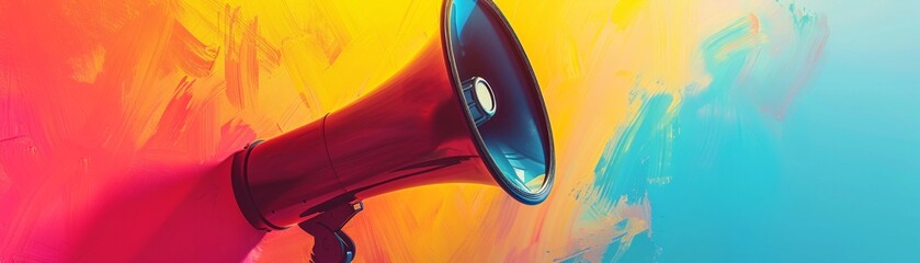 A striking image of a megaphone against a vibrant color palette, highlighting its role in public communication