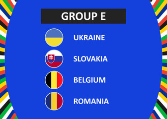 Group E of the European football tournament in Germany 2024. Vector illustration.