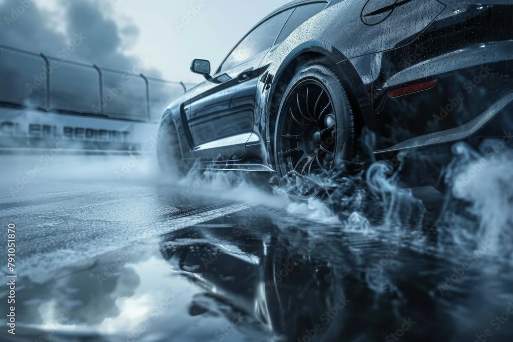 Poster drifting and racing concept. background with selective focus and copy space