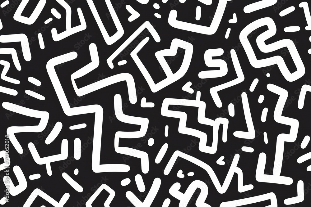 Poster a black and white image of a pattern of lines and shapes