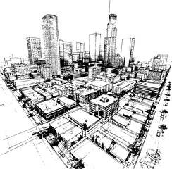 Blueprint of Los Angeles City Neighborhood, Tall Buildings Sketch