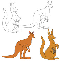 Kangaroo Clipart. Wild Animals clipart collection for lovers of jungles and wildlife. This set will be a perfect addition to your safari and zoo-themed projects.