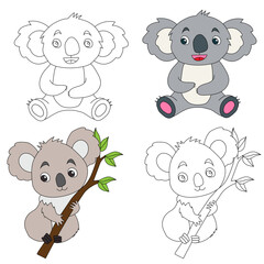 Fototapeta premium Koala Clipart. Wild Animals clipart collection for lovers of jungles and wildlife. This set will be a perfect addition to your safari and zoo-themed projects.