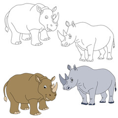 Rhino Clipart. Wild Animals clipart collection for lovers of jungles and wildlife. This set will be a perfect addition to your safari and zoo-themed projects.