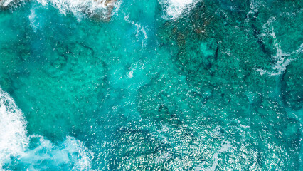 Done shot of the beach water in hawaii clear waters 