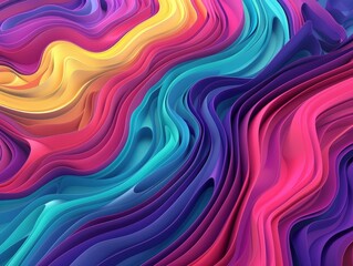Obraz premium Modern wave illustration with a 3D effect, showcasing layered swirls in neon colors for a psychedelic visual adventure