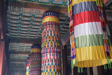 colorful bright decor in a Chinese temple, Beijing