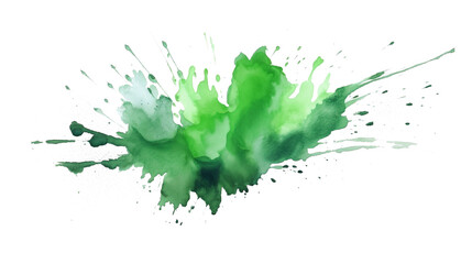 green simple paint brush strokes in watercolor isolated against transparent