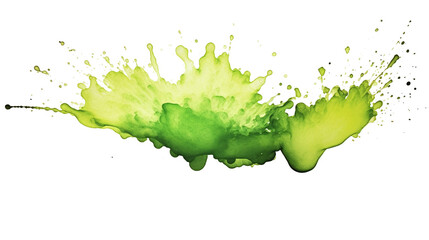 green simple paint brush strokes in watercolor isolated against transparent