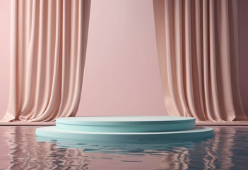 Generative AI illustration of podium and curtains