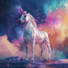 Obraz na płótnie Canvas a unicorn standing on a hill