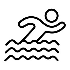 Swimming Vector Line Icon Design