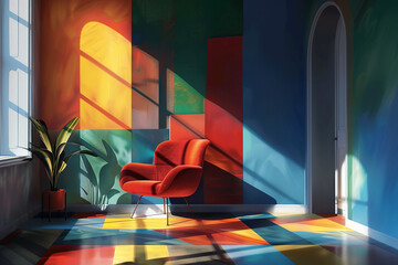Wide abstract minimalist interior design background