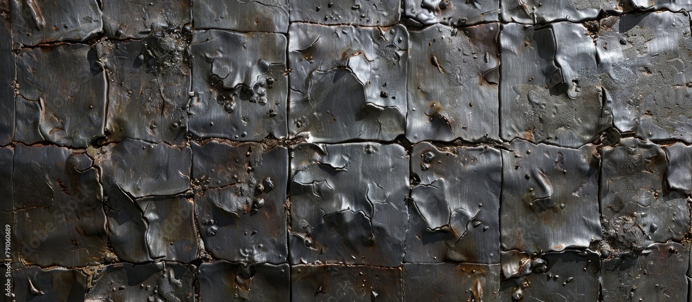 Poster Close-up of wooden wall with peeling paint