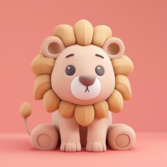 Adorable clay Lion, muted pastels, 3D clay icon, Blender 3d, matte background with subtle gradients, kawaii