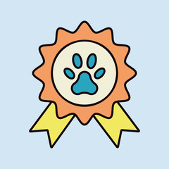 Pets award rosette vector icon. Pet animal sign