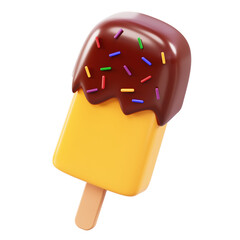 3D rendered ice cream bar with chocolate and sprinkles