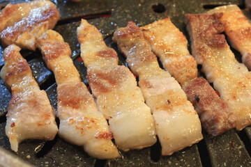 delicious grilled meat on barbecue