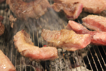 delicious grilled meat on barbecue