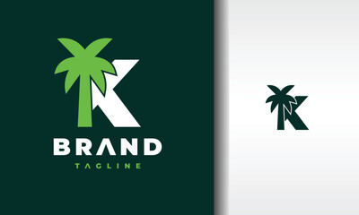 letter K coconut tree logo