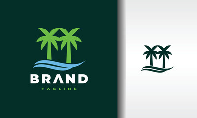 two coconut trees beach logo