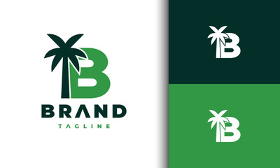 letter B coconut tree logo