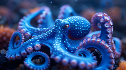 Obraz premium Blue-ringed octopus (Hapalochlaena maculosa) 