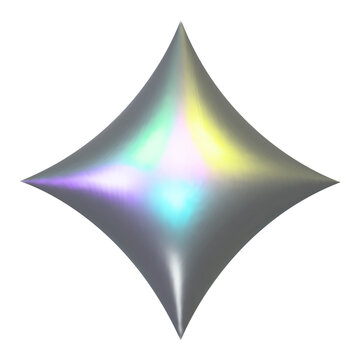 3d metal holographic y2k element - star with glossy chrome effect. Trendy y2k vector illustration