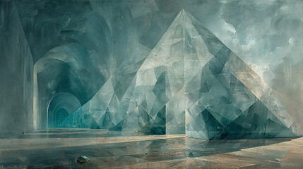 Abstract wallpaper with iceberg in the tunnel. - obrazy, fototapety, plakaty