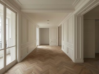 A room transforms with the installation of sleek, wooden flooring, part of a comprehensive renovation