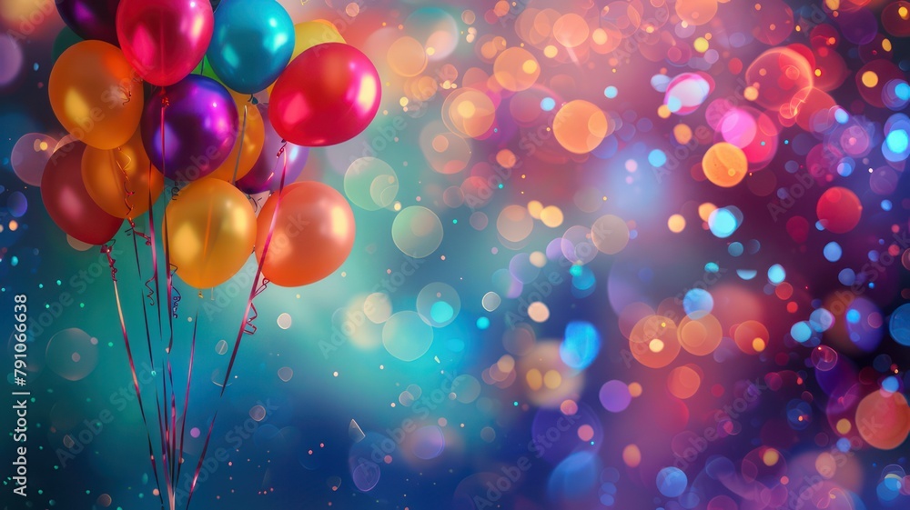 Poster fancy party background with ballons created with generative ai