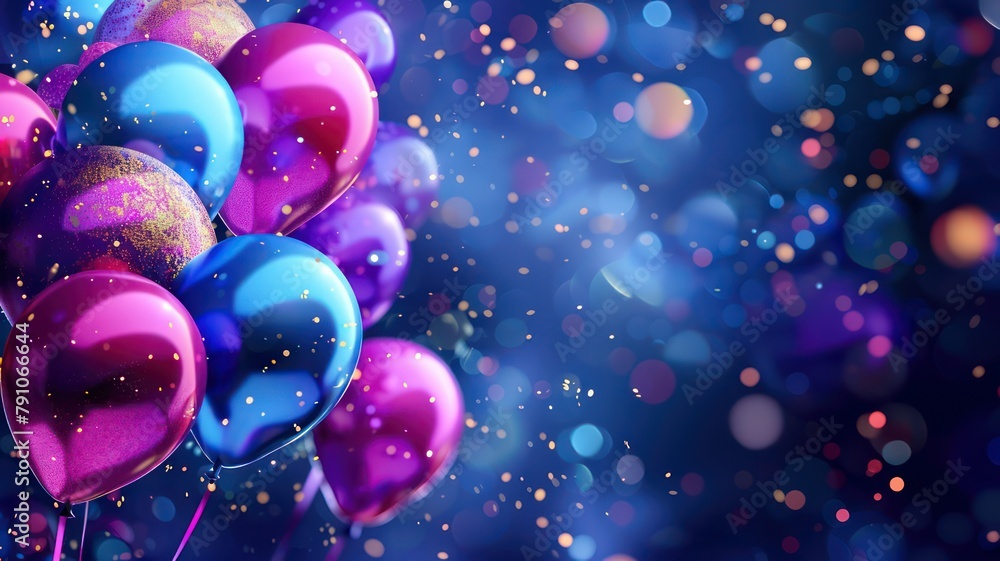 Poster fancy party background with ballons created with generative ai