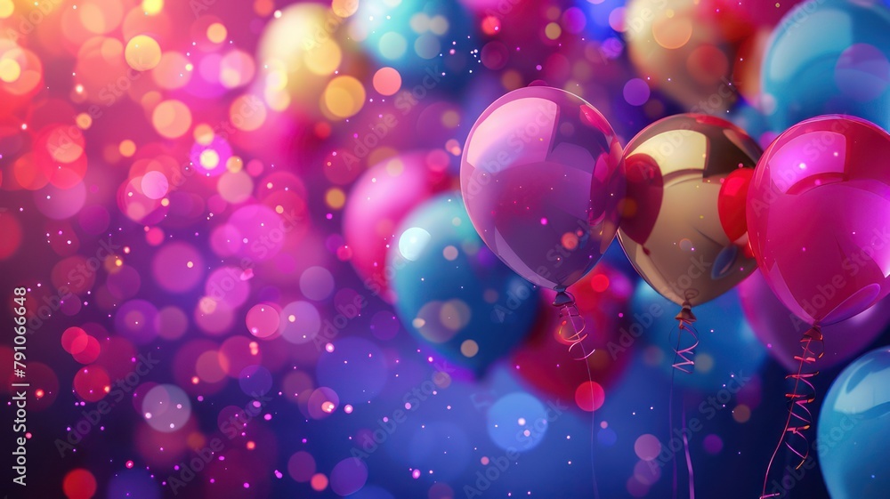 Poster fancy party background with ballons created with generative ai