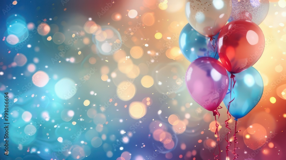 Poster fancy party background with ballons created with generative ai