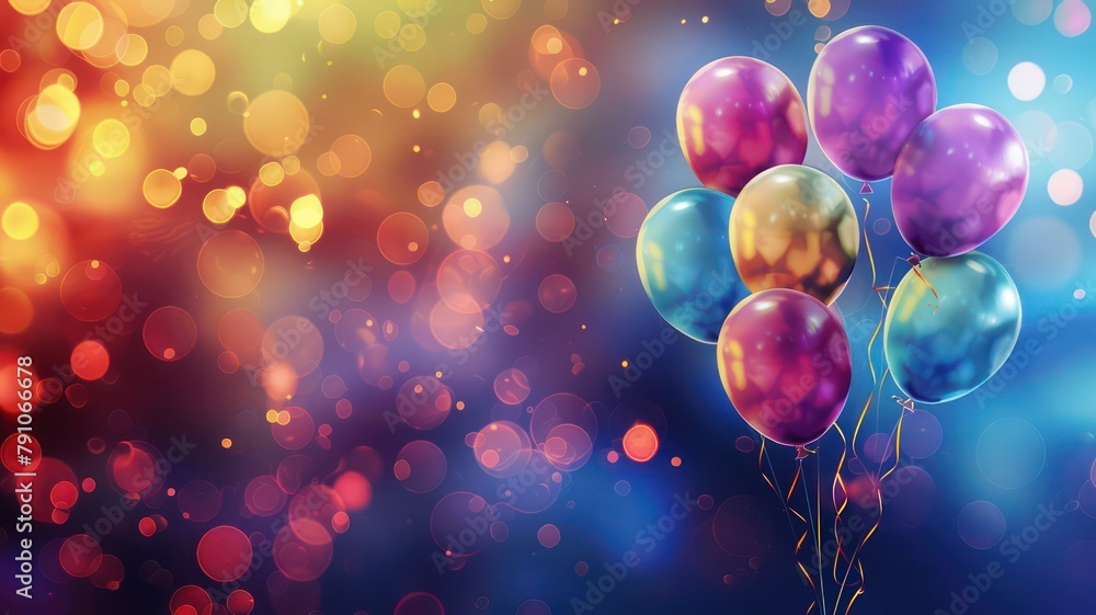 Poster fancy party background with ballons created with generative ai