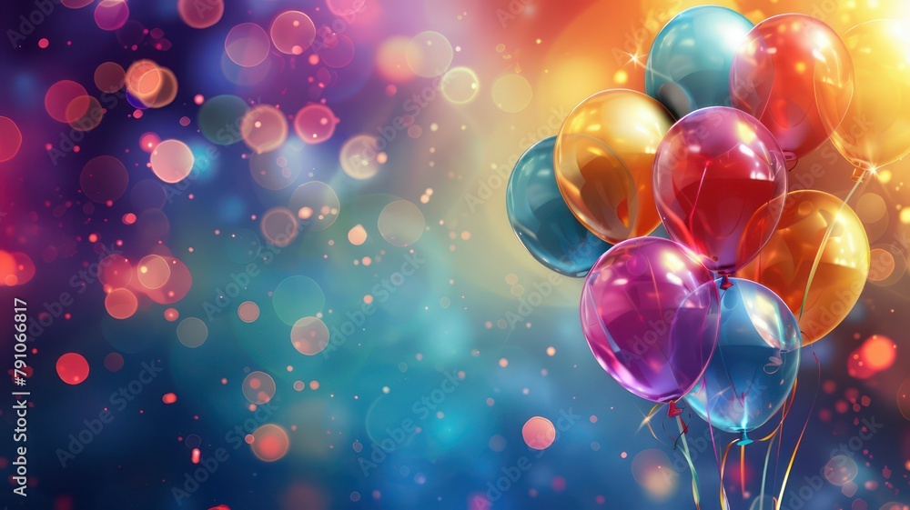 Poster fancy party background with ballons created with generative ai