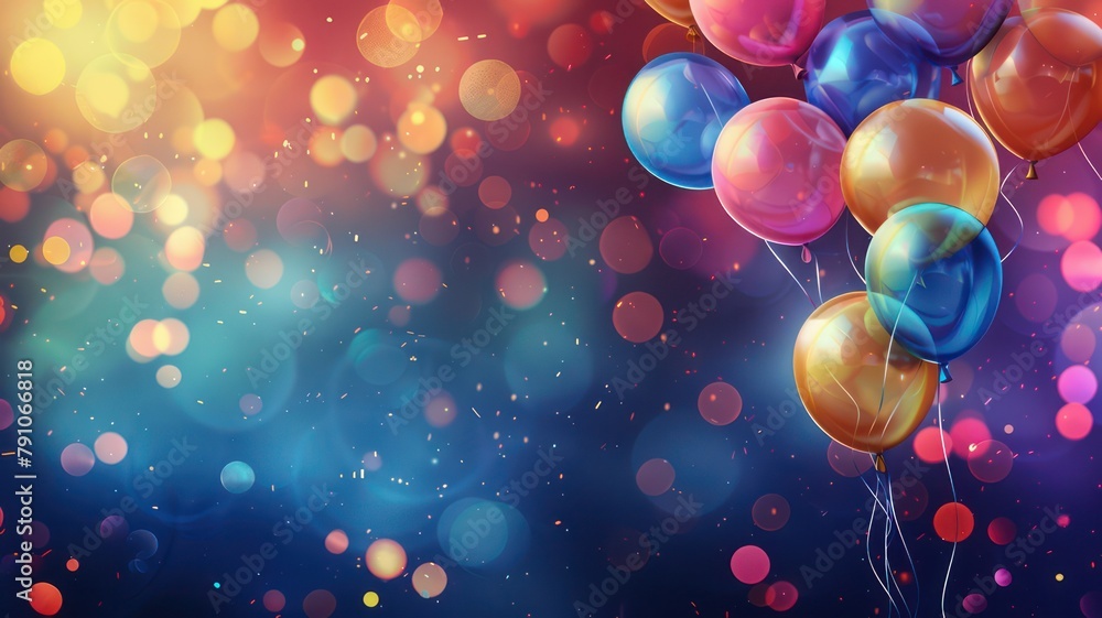 Poster fancy party background with ballons created with generative ai