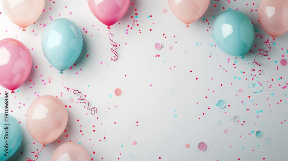 Poster fancy party background with ballons created with generative ai