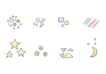 Set of watercolor doodle elements. Vector illustration.
