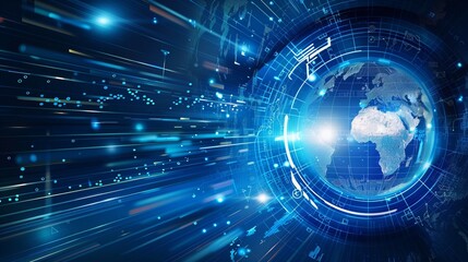 Background with globe and digital technology.