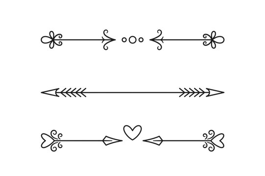 Vector Decorative Text Dividers in Shape of the Arrows with Ornamental Elements Used To Separate Content