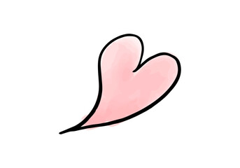 Watercolor doodle heart. Vector illustration.