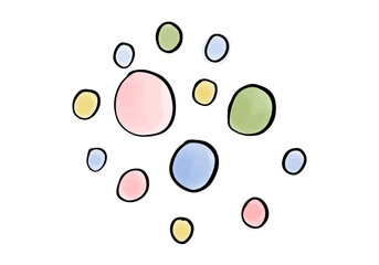 Watercolor doodle element. Colored circles. Vector illustration.