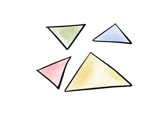 Watercolor doodle element. Colored triangles. Vector illustration.