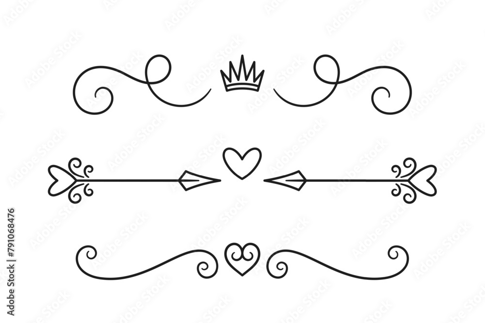 Poster decorative text dividers, ornamental elements used to visually separate sections of text. lines and 