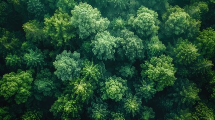 Naklejka na ściany i meble Lush Greenery from Above: Aerial View of Dense Forest Canopy Generative AI
